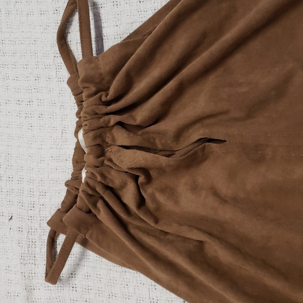 Brown Suede High Neck Tank Top - Picture 3 of 4